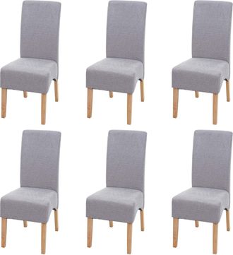 Hhg Nunca Usado] Lote De 6 Sillas De Comedor Latina, Silla De Cocina, Tela/textil Certificado Mvg, Gris Claro, Patas Claras