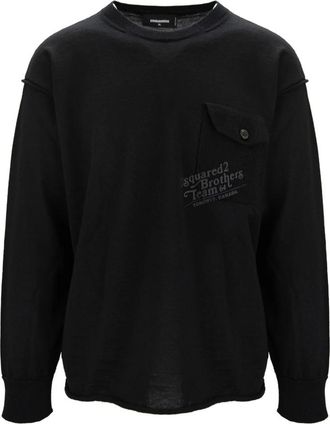 Dsquared2 Heren wollen pullover trui - Heren - Sweatshirts - Zwart - XL - Wol - Hoodies & sweatvesten