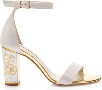 Freya Rose Rozu Ankle Strap Pearl Heel Sandal in Champagne at Nordstrom, Size 39