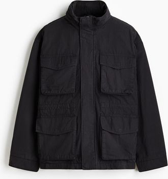 H&M Cargo Jacket in Black at Nordstrom, Size Xx-Large