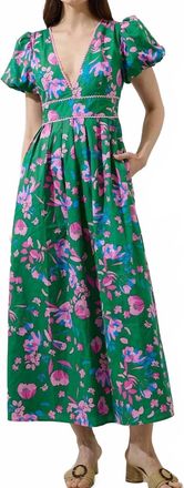Sugarlips Womens Julia Floral Pleated Maxi Dress In Green