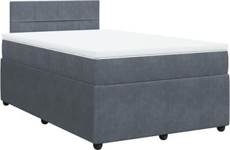 vidaXL Cama Box Spring Con Colch&oacute;n Terciopelo Gris Oscuro 120x190 Cm Vidaxl