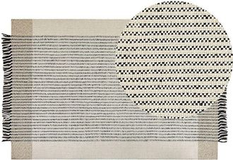 Beliani Beliani - Living Room Area Rug Wool Decorative Tassels 200 x 300 cm Beige and Black Divarli