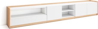 Skraut Home Skraut Home - Mueble Tv, Televisi&oacute;n, 310x37x50cm, Para Tv Hasta 80, Blanco Y Roble Soft
