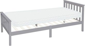 ML Design Ml-design - Letto con Materasso Singolo 90 x 200 cm in Legno Massiccio di Pino Grigio Chiaro Materasso in Schiuma Fredda Rete con Telaio a Doghe