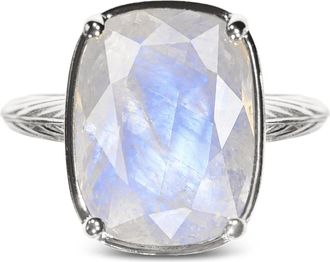 Sterling Forever Sterling Silver Elongated Cushion Moonstone Cocktail Ring