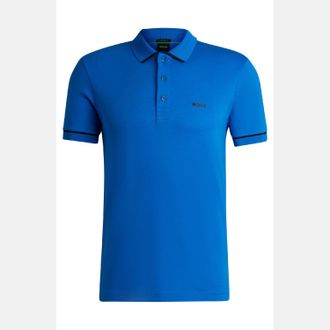 HUGO BOSS Herenpolo van Boss Paule Interlock-katoen in slim fit-stijl, blauw