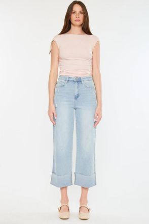 Kancan Sully 90s Cropped Wide Leg Jeans in Light Wash at Nordstrom, Size 26