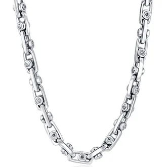 Pompeii3 Mens Heavy Designer Diamond Mariner 14k Gold (155gram) or Platinum (291gram) 7.5mm Chain Necklace 24