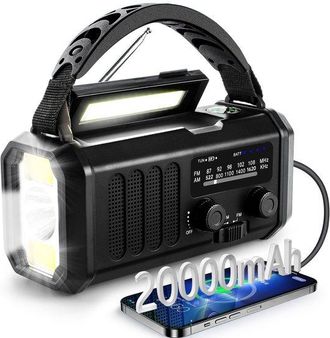 OEM Radio De Emergencia Con Bater&iacute;a Externa De 20000 Mah, Carga Solar Y Manual, Radio Am/fm, Linterna, Alarma Sos, Br&uacute;jula