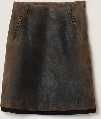 Miu Miu Waxed suede leather skirt