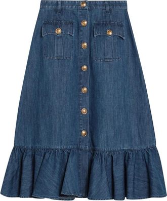 Valentino Garavani Flared Rok - Dames - Spijkerrokken - Blauw - S - Denim - Rokken