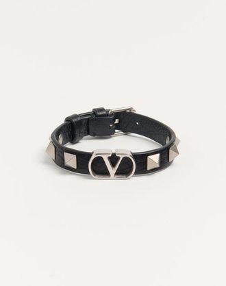 Valentino Garavani Vlogo Signature Grainy Calfskin Bracelet Man BLACK UNI