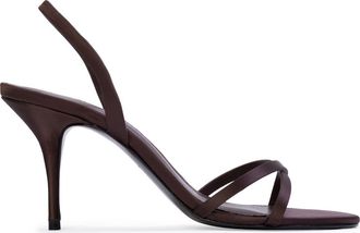 Black Suede Studio Jolla 80 Satin Slingback Sandal in Cacao Satin at Nordstrom, Size 37.5