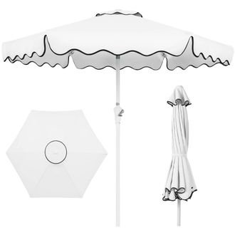 Best Choice Products 7.5ft Patio Market Umbrella with Wavy Trim, Fade-Resistant, Crank & Tilt, Wind Vent