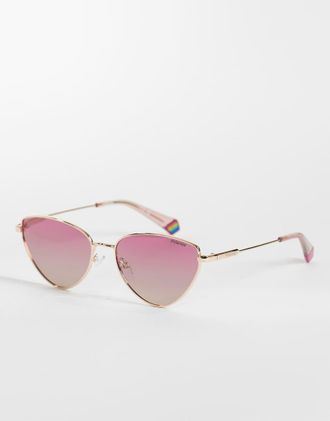 Polaroid Sunglasses Polaroid - Occhiali da sole cat-eye oro con lenti polarizzate rosse sfumate