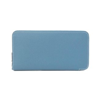 Herm&egrave;s Blue Epsom Leather Silk Long Wallet (Bi-Fold) (Pre-Owned)