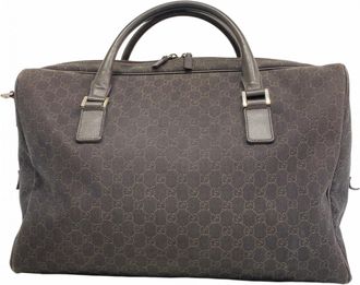 Gucci Black Brown Denim Boston Bag (Pre-Owned)