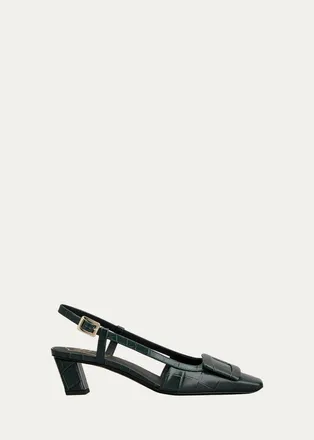 Roger Vivier Belle Vivier 45MM Croc-Embossed Leather Slingback Pumps