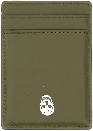 Alexander McQueen Skull Magnetic Card Case - Brown