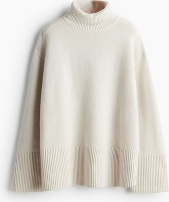 H&M Pullover aus Kaschmirmix mit Turtleneck - Naturweiss