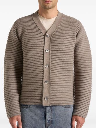 Manière De Voir Anton ribbed-knit cardigan - men - Polyacrylic/Polyester - M - Neutrals