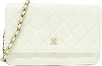 Chanel Ivory Grained Calfskin Chain/Shoulder Wallet (Pre-Owned)