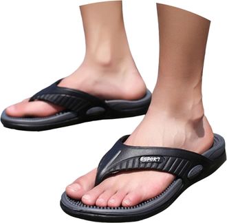 Generic 2026 Mens Slippers Men Summer Beach Flip Flops Shoes Sandals Male Slipper Casual Flat (Black, 8.5)