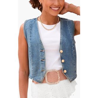 Lascana Denim Vest in Blue Wash at Nordstrom, Size 12