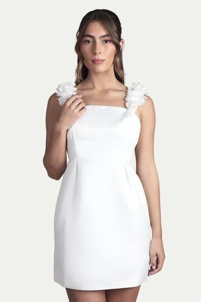 Coast 3D Floral Bardot Bridal Mini Dress in Ivory at Nordstrom, Size 14