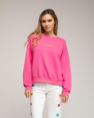 Tantra Sweatshirt met de tekst iconic in neonkleur op de voorkant en de rug