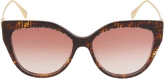 Fendi Light Brown Cat Eye Ladies Sunglasses FE40011U 55T 57