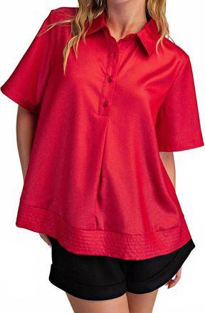 Glam Sophie Short Sleeve Shirt Top In Red