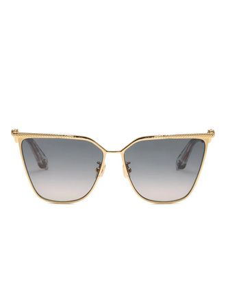 Roberto Cavalli snake-effect sunglasses - women - Brass - One Size - Gold