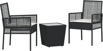 vidaXL Garden Bistro Set 3 pcs Black Poly rattan Vidaxl