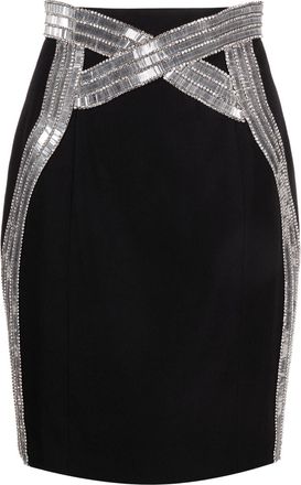 Balmain sequin-embellished pencil skirt - women - Wool/Viscose/Cotton/Acrylic/glass/Metal/Polyester/Viscose - 38 - Black