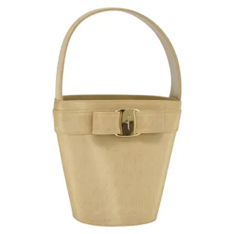 Ferragamo Vala Canvas Yellow Canvas Handbag (Pre-Owned)
