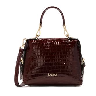 Kazar Maroon reli&euml;f lakleren handtas - Dames - Handtassen - Bruin - ONE Size - Leer - Tassen