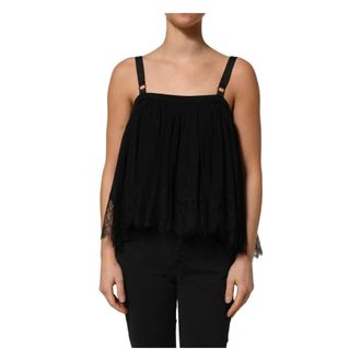 Dolce & Gabbana Chantilly kanten tanktop - Dames - Tops zonder mouwen - Zwart - S - Tops