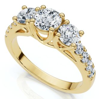 Pompeii3 1 1/4Ct Three Stone Diamond Engagement Ring 14k Gold or Platinum Lab Grown