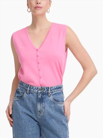 Ichi Luls Sleeveless Cardigan In Wild Orchid
