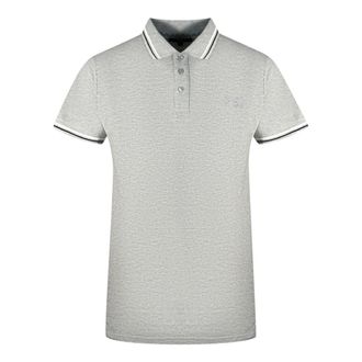Cavalli Mens Twinned Tipped Collar Grey Polo Shirt Cotton - Size X-Large
