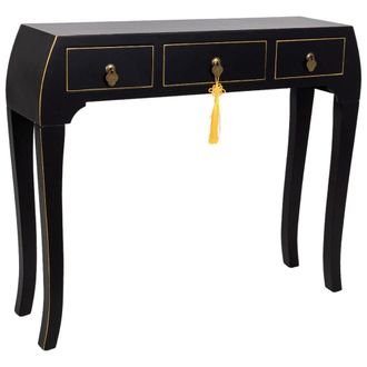 Wanderlust Deco Recibidor de madera negro 96x26x80 cm