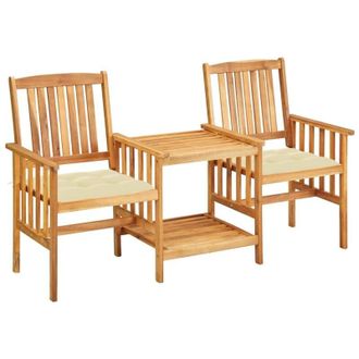 vidaXL Sillas Y Mesita De Jard&iacute;n Con Cojines Madera Maciza Acacia Vidaxl