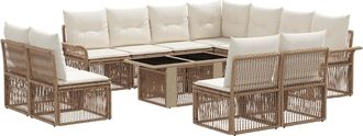 vidaXL Conjunto De Sof&aacute;s De Jard&iacute;n 12 Uds. Beige Y Blanco Crema Vidaxl