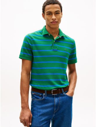 Tommy Hilfiger Mens Regular Fit Stripe Wicking Polo - Green - XXXL