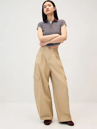 Twik Womens Twill barrel-leg cargo pant