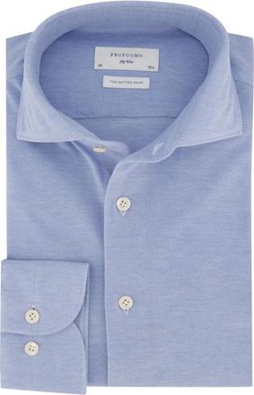 Profuomo Lichtblauwe Overhemdjurk van Katoen met Slim Fit - Heren - Zakelijke Overhemden - Blauw - 5XL - Katoen - Overhemden