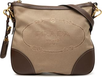 Prada Pre-owned Womens Canvas Canapa Logo Crossbody - Sage Green Textile - One Size