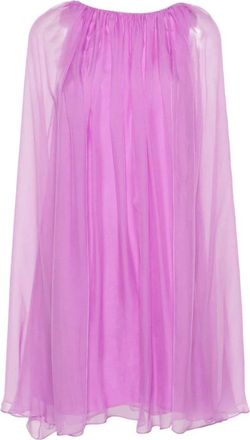Max Mara Amethist Paarse Zijden Chiffon Cape Jurk - Dames - Korte kleedjes - Paars - S - Chiffon - Kleedjes